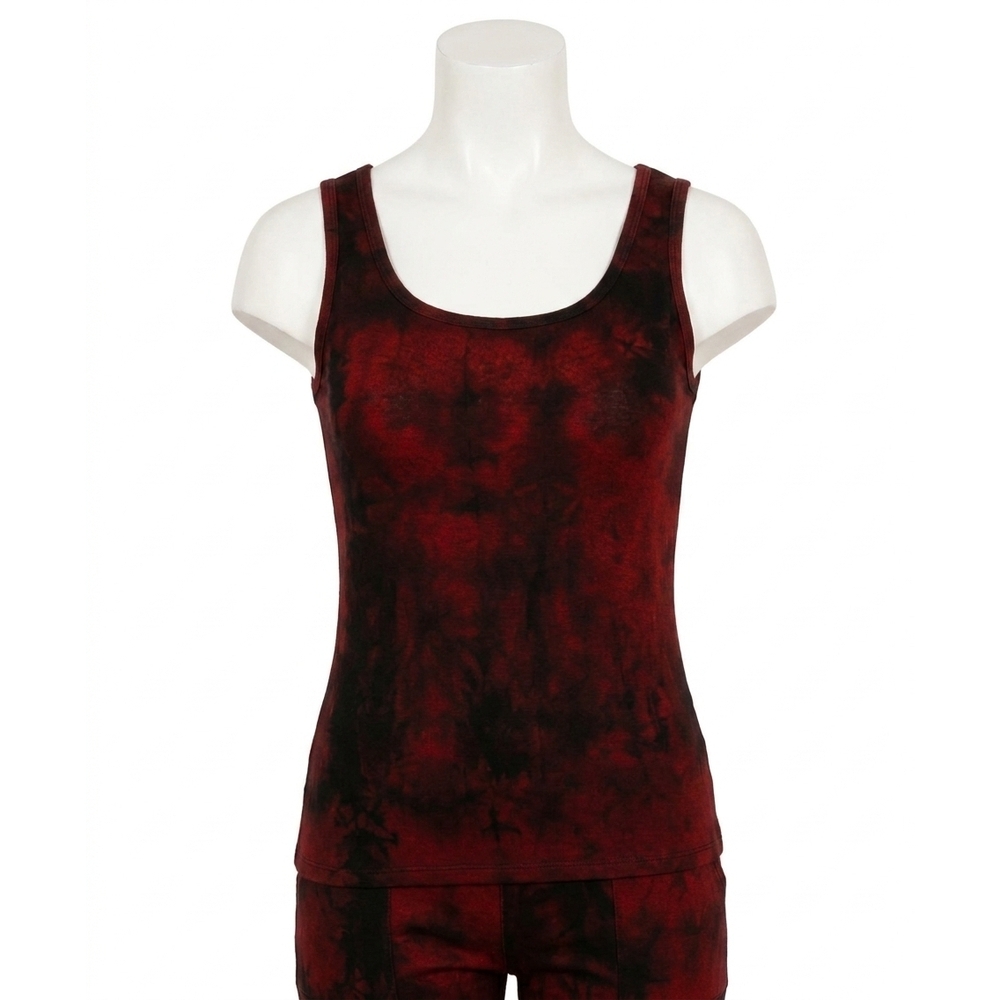 NEW FRENCH KYSS marble wash tank in sangria